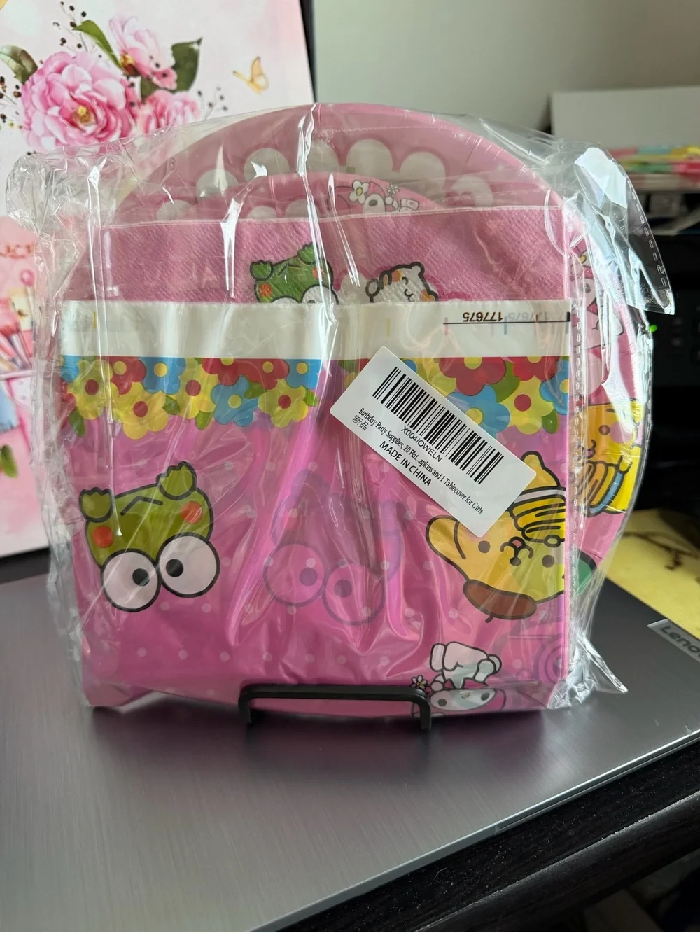 Pink Character-Print Disposable Party Tableware Set - Cute Kid-Friendly Design